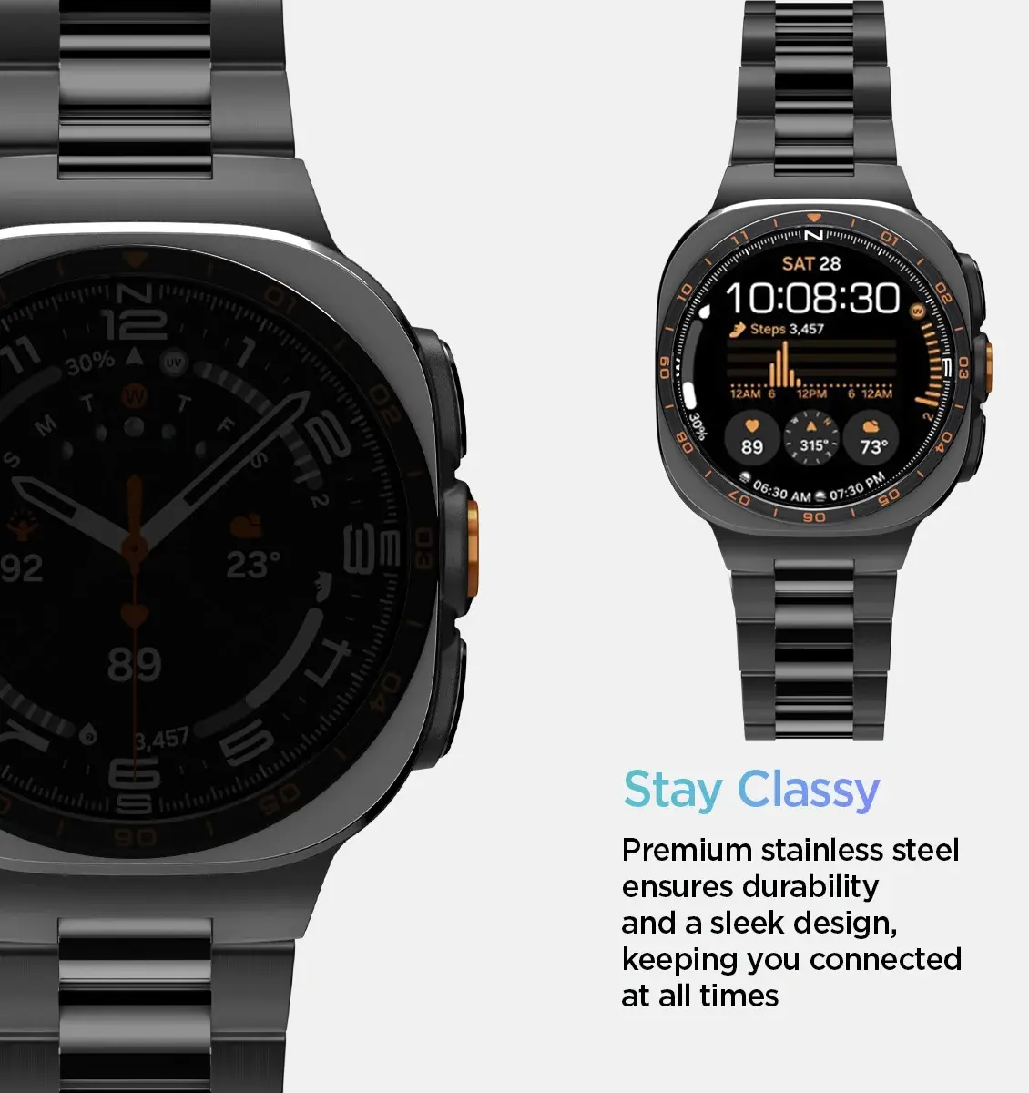 Spigen Modern Fit 316L Samsung Galaxy Watch Ultra 2 / 1 Bandje - RVS - Zwart afbeelding 3