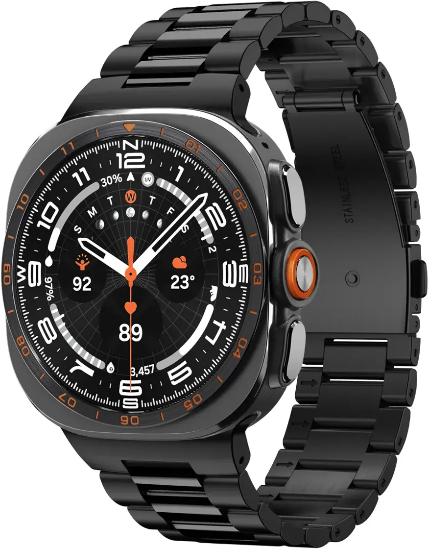 Spigen Modern Fit 316L Samsung Galaxy Watch Ultra 2 / 1 Bandje - RVS - Zwart afbeelding 1