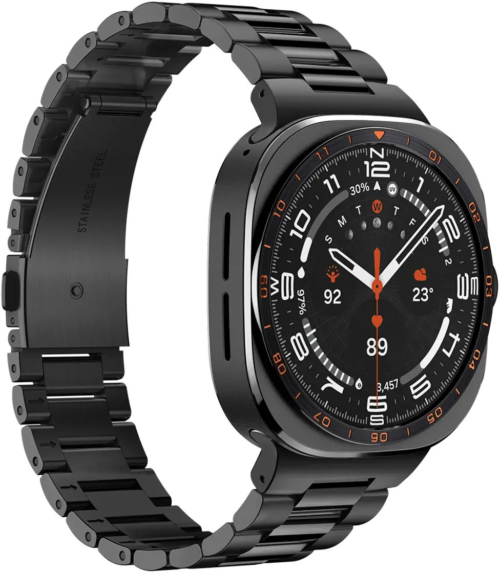 Spigen Modern Fit 316L Samsung Galaxy Watch Ultra 2 / 1 Bandje - RVS - Zwart afbeelding 11