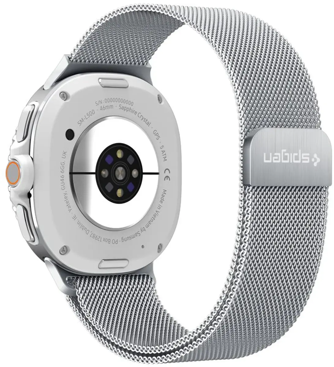 Spigen Metal Fit - Samsung Galaxy Watch 9 / 8 Bandje - 46/44/40MM - RVS - Zilver afbeelding 3