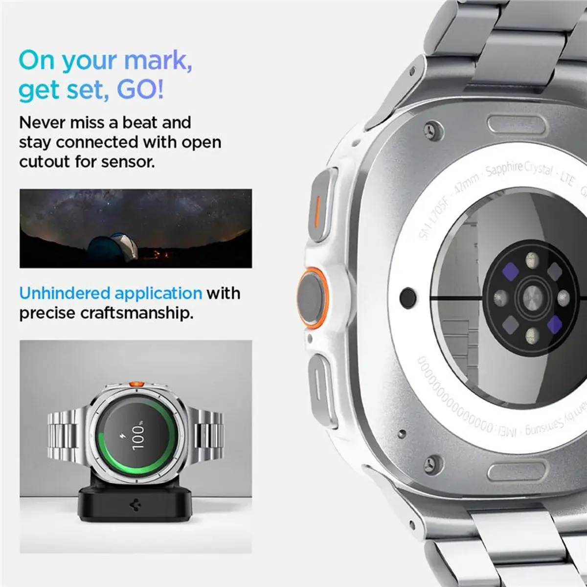 Spigen Modern Fit 316L Samsung Galaxy Watch Ultra Bandje - RVS - Zilver afbeelding 6