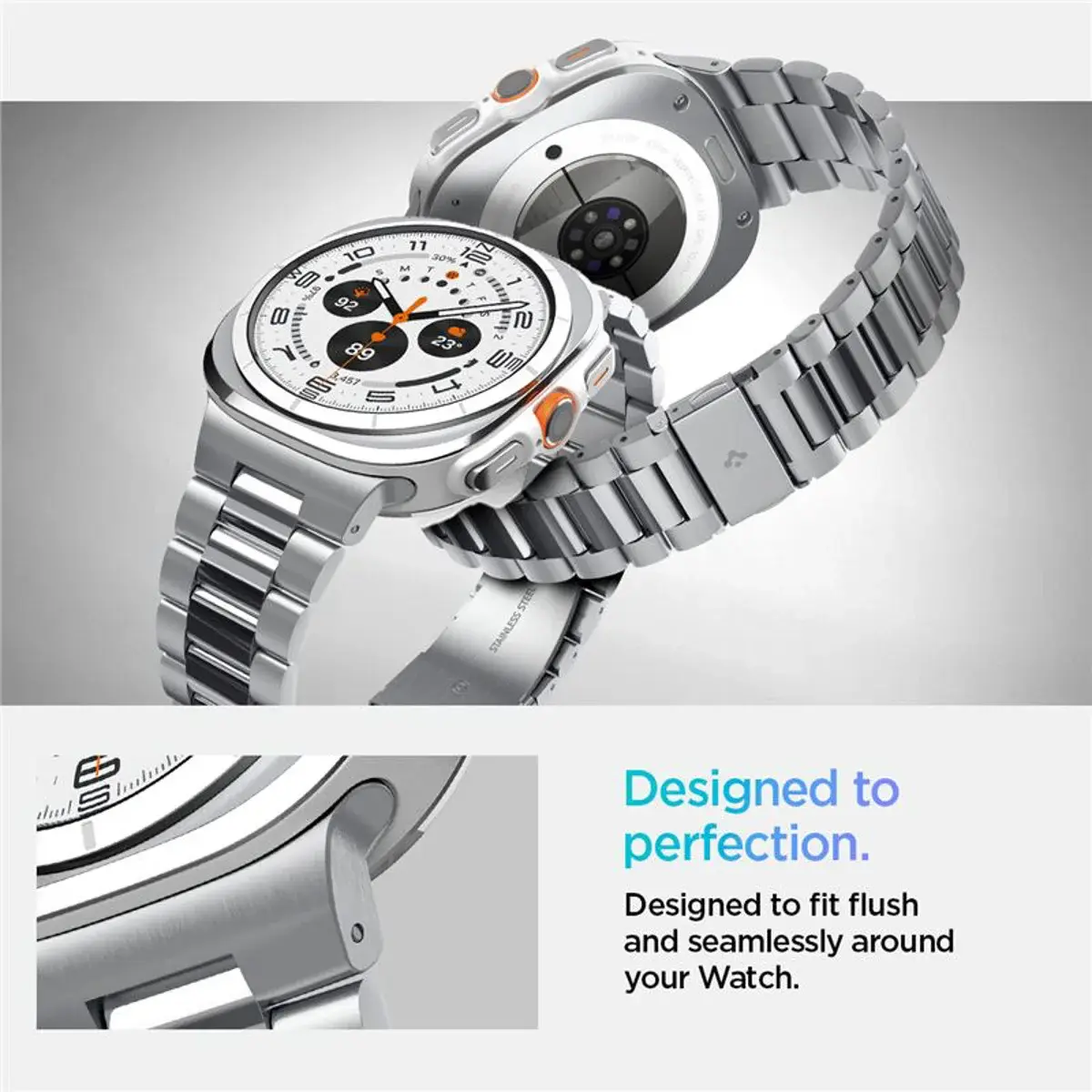 Spigen Modern Fit 316L Samsung Galaxy Watch Ultra Bandje - RVS - Zilver afbeelding 7