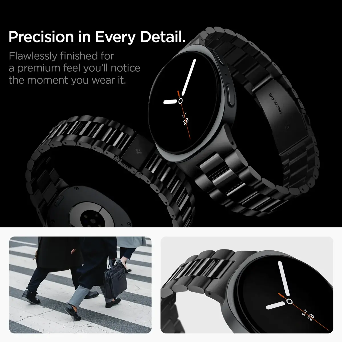 Spigen Modern Fit Samsung Galaxy Watch 9 / 8 Bandje Zwart afbeelding 5