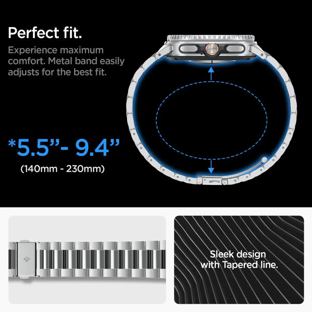Spigen Modern Fit 316L Galaxy Watch Bandje 9 / 8 - 40/44/46MM - RVS - Zilver afbeelding 6