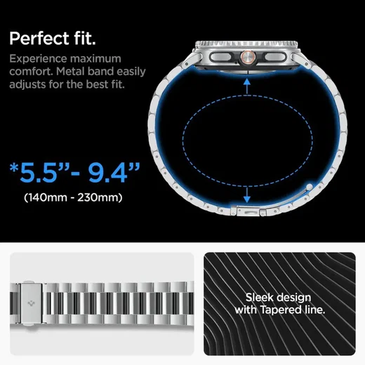 Spigen Modern Fit 316L Galaxy Watch Bandje 9 / 8 - 40/44/46MM - RVS - Zilver afbeelding 6