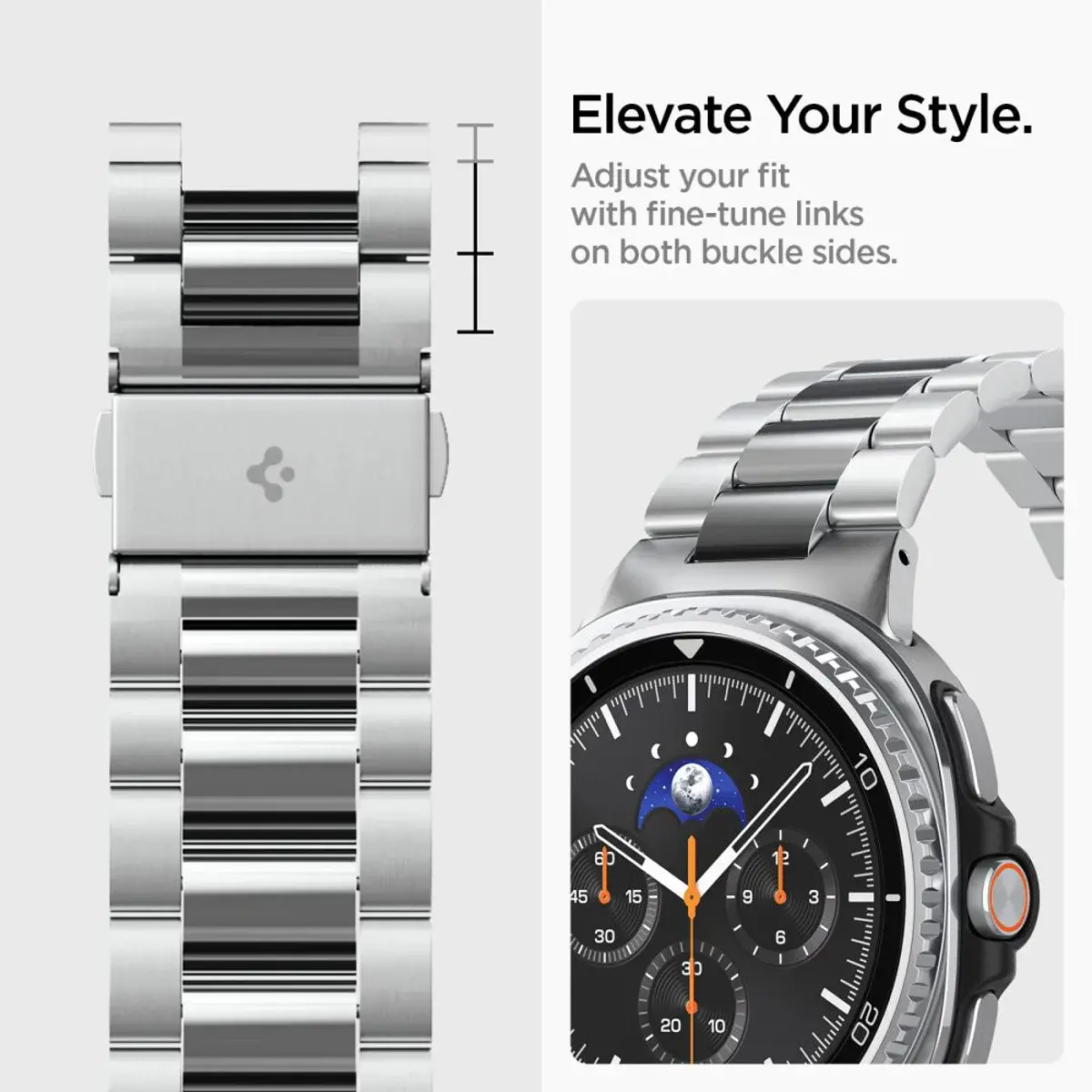 Spigen Modern Fit 316L Galaxy Watch Bandje 9 / 8 - 40/44/46MM - RVS - Zilver afbeelding 7