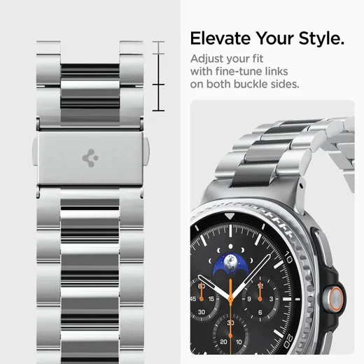 Spigen Modern Fit 316L Galaxy Watch Bandje 9 / 8 - 40/44/46MM - RVS - Zilver afbeelding 7
