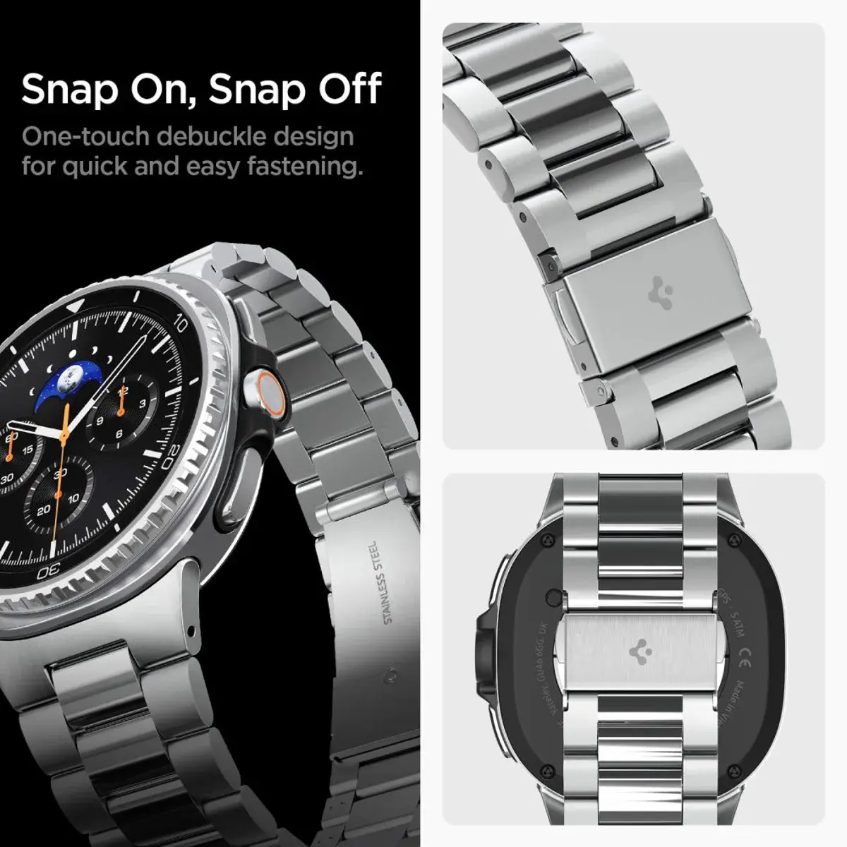 Spigen Modern Fit 316L Galaxy Watch Bandje 9 / 8 - 40/44/46MM - RVS - Zilver afbeelding 5
