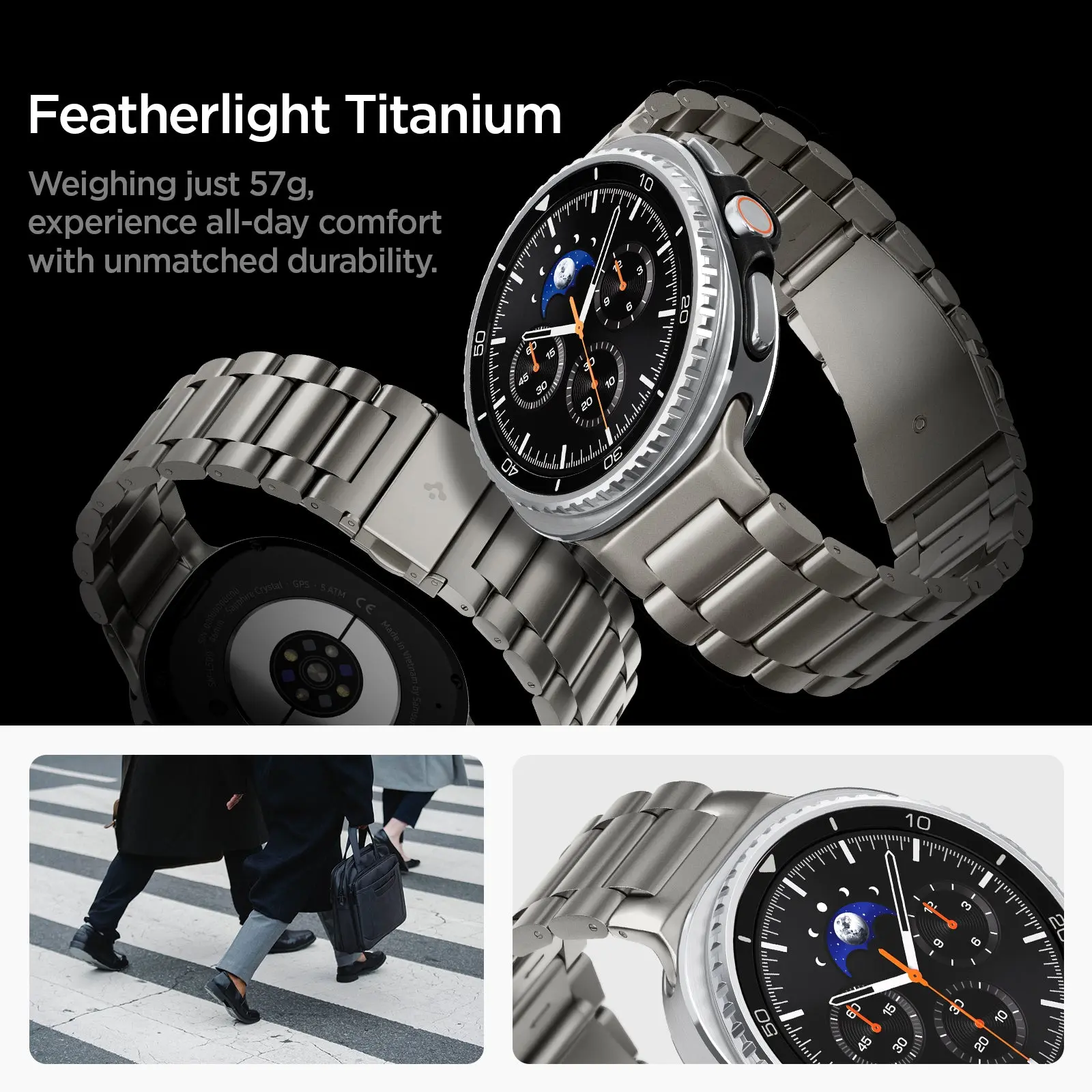 Spigen Modern Fit Samsung Galaxy Watch Bandje 9 / 8 - 40/44/46MM - RVS - Zilver afbeelding 4