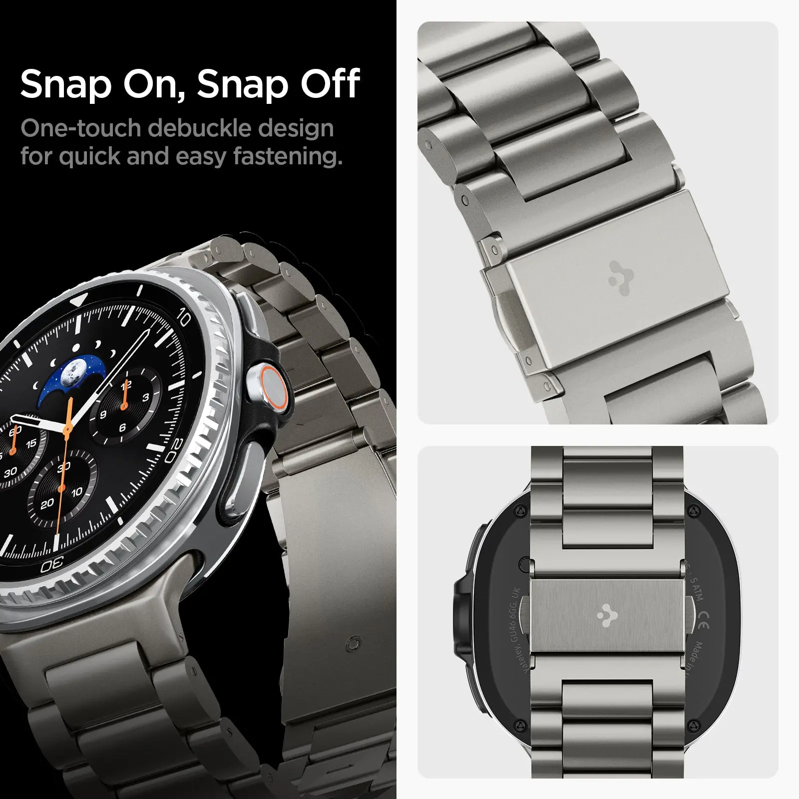 Spigen Modern Fit Samsung Galaxy Watch Bandje 9 / 8 - 40/44/46MM - RVS - Zilver afbeelding 5