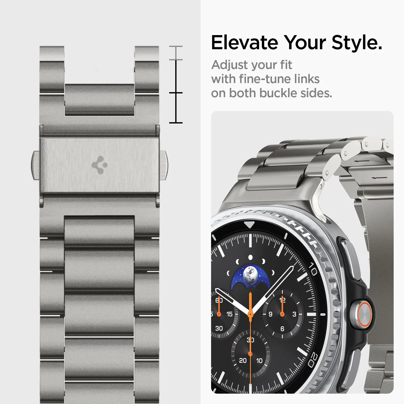 Spigen Modern Fit Samsung Galaxy Watch Bandje 9 / 8 - 40/44/46MM - RVS - Zilver afbeelding 6