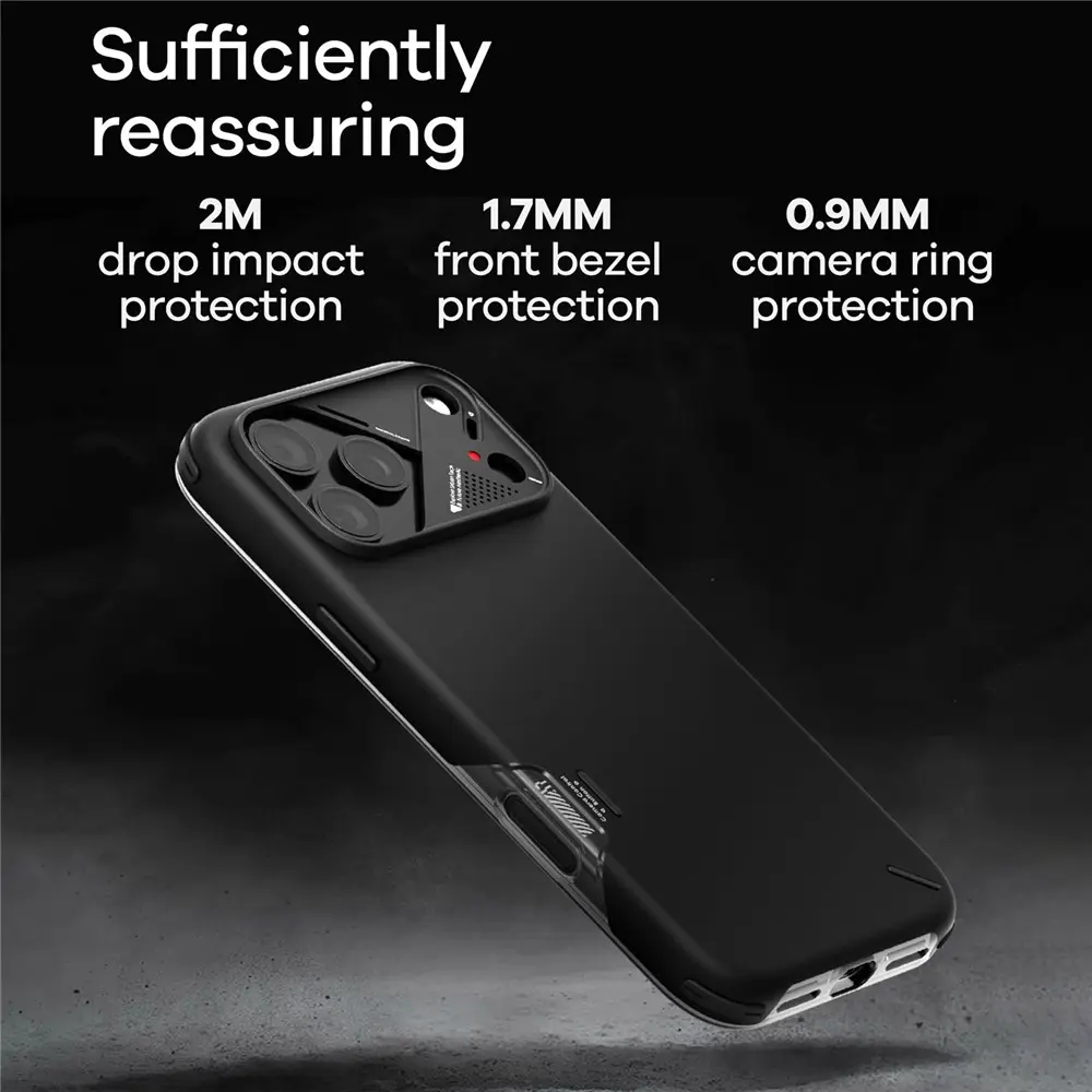 AULUMU Shockproof Apple iPhone 17 Pro Hoesje MagSafe TPU Back Cover Zwart afbeelding 3