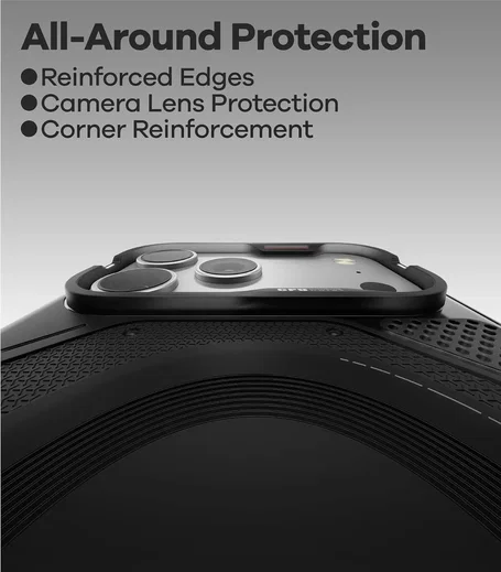 AULUMU Rugged iPhone 17 Pro Schokbestendig MagSafe Transparant Zwart afbeelding 5