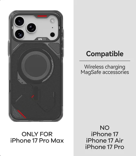 AULUMU Rugged iPhone 17 Pro Max Schokbestendig MagSafe Transparant Zwart afbeelding 7