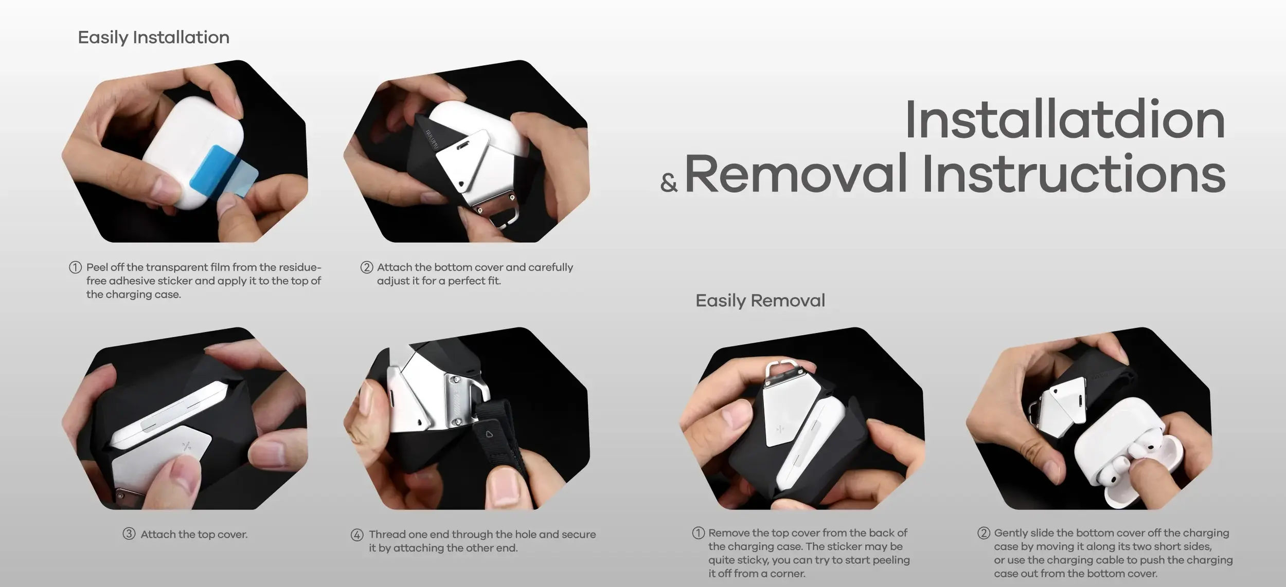 AULUMU Apple AirPods Pro 3 Hoesje met Sluiting en Koord Grijs afbeelding 9
