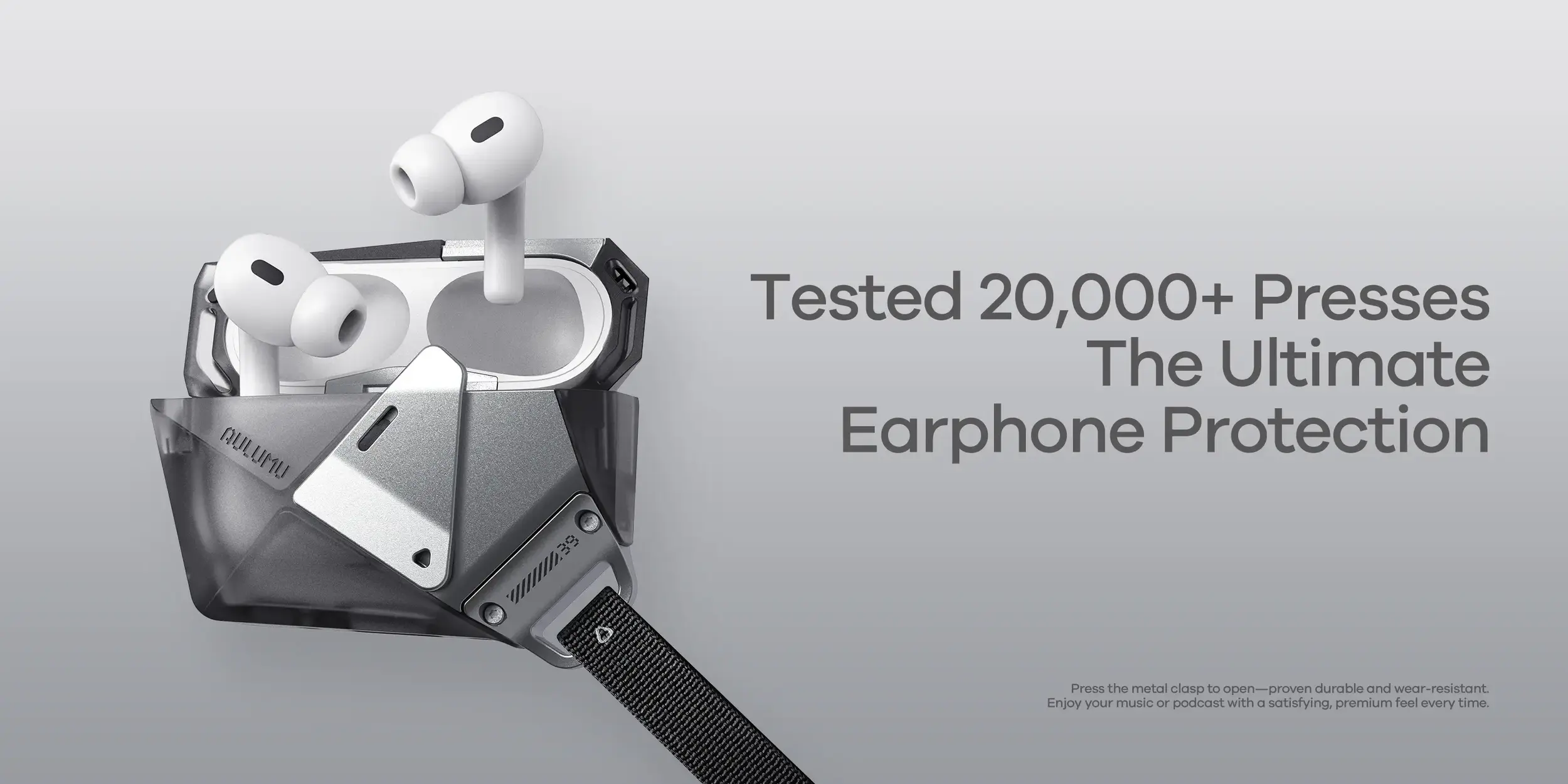 AULUMU Apple AirPods Pro 3 Hoesje met Sluiting en Koord Grijs afbeelding 4
