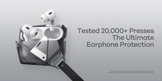 AULUMU Apple AirPods Pro 3 Hoesje met Sluiting en Koord Grijs afbeelding 4