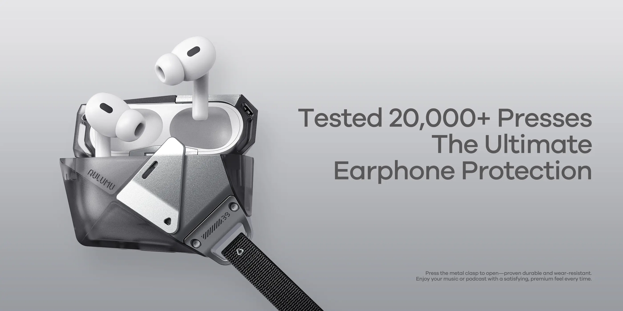 AULUMU Apple AirPods Pro 3 Hoesje met Sluiting en Koord Transparant Grijs afbeelding 4