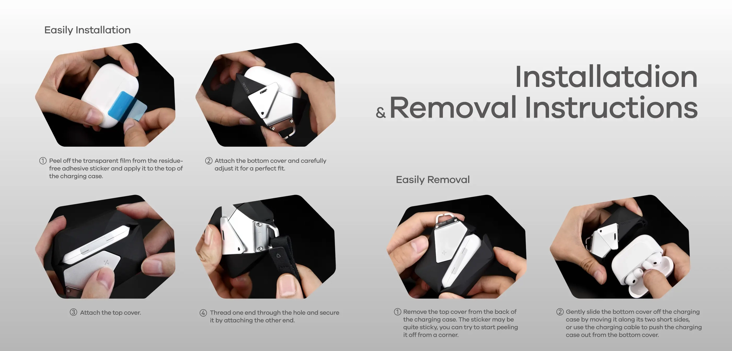 AULUMU Apple AirPods Pro 3 Hoesje met Sluiting en Koord Transparant Grijs afbeelding 9