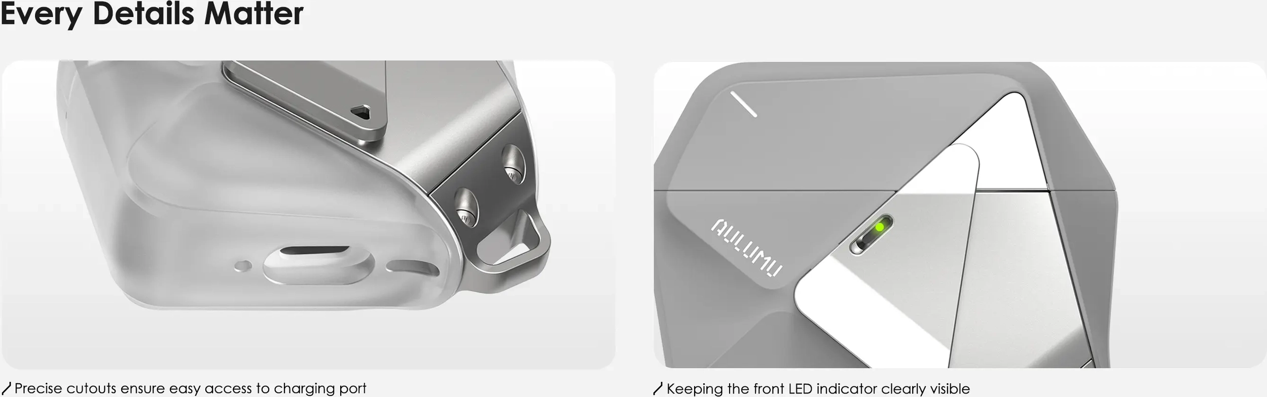 AULUMU Apple AirPods 4 Hoesje Schokbestendig met Koord Grijs afbeelding 7