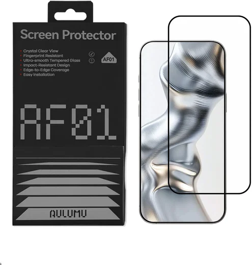 AULUMU Crystal Clear Apple iPhone 17 Pro Max Tempered Glass Screenprotector afbeelding 3