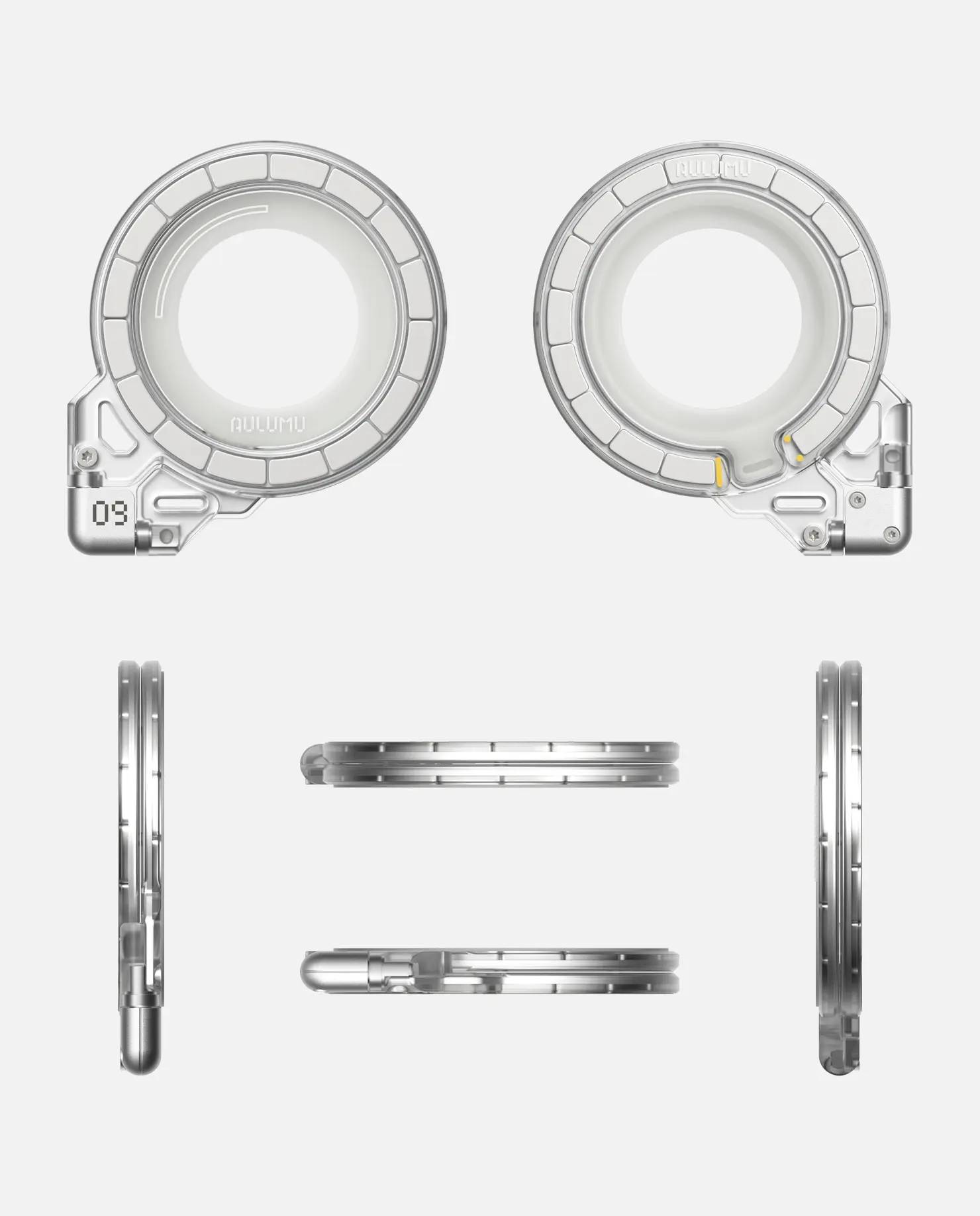 AULUMU G09 Ghost 360 MagSafe Standaard met 3-Assige 360° Rotatie Clear Wit afbeelding 9