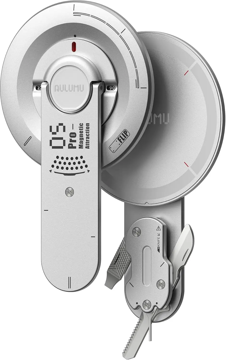 Aulumu G05 Pro MagSafe Ring met Standaard en Multitool Zilver afbeelding 1