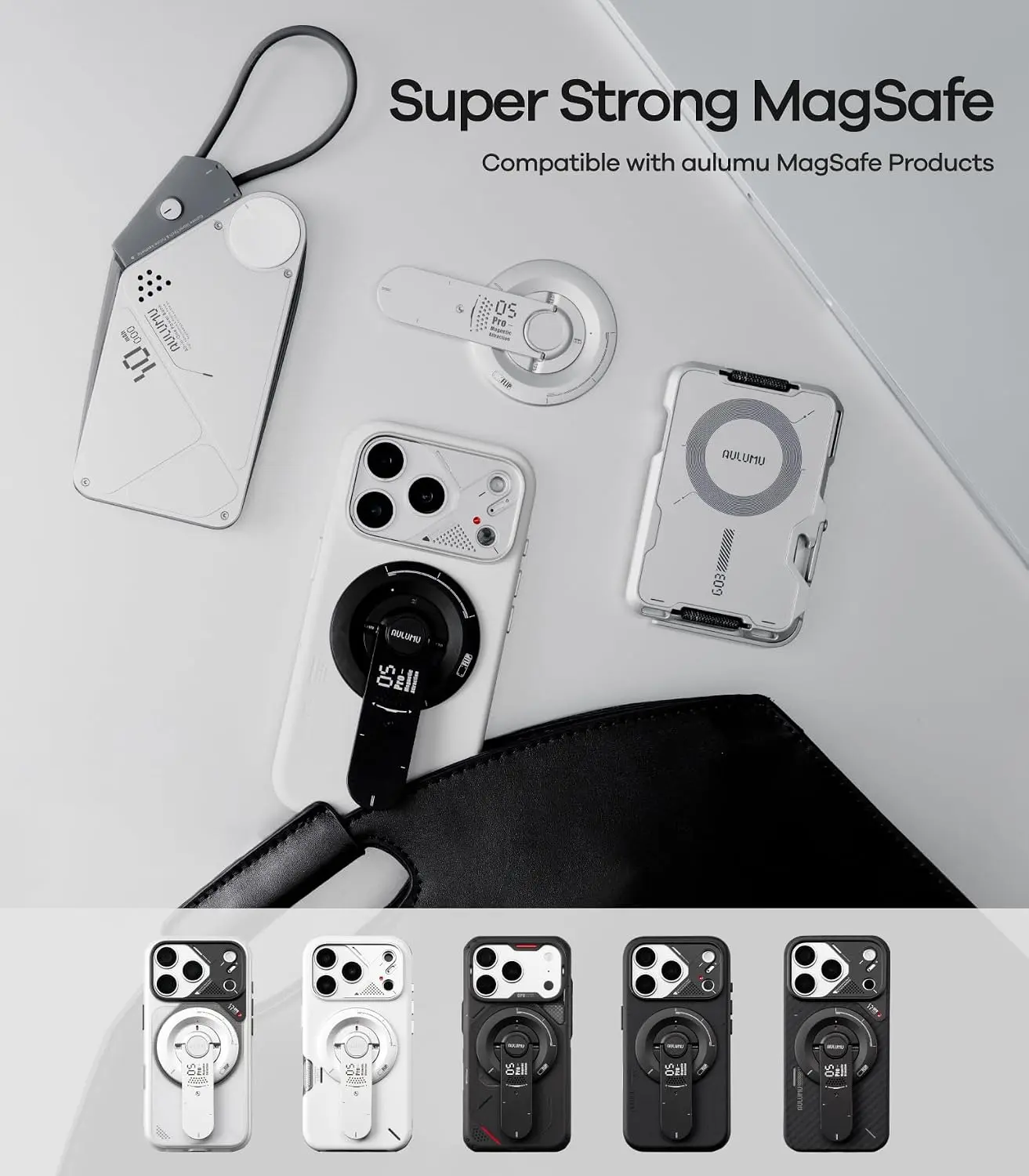 Aulumu G05 Pro MagSafe Ring met Standaard en Multitool Zilver afbeelding 7