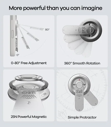 Aulumu G05 Pro MagSafe Ring met Standaard en Multitool Zilver afbeelding 4