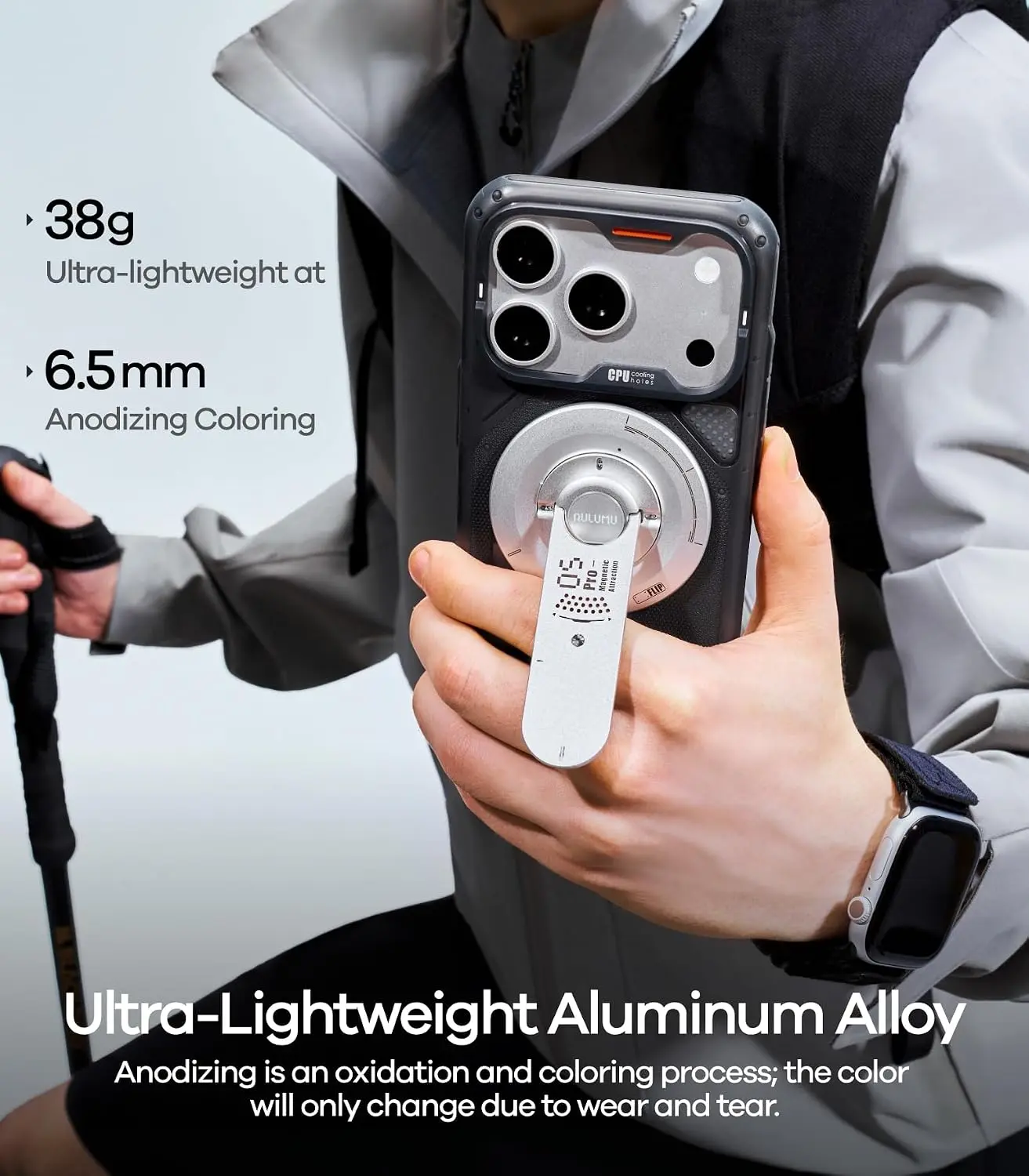 Aulumu G05 Pro MagSafe Ring met Standaard en Multitool Zilver afbeelding 5