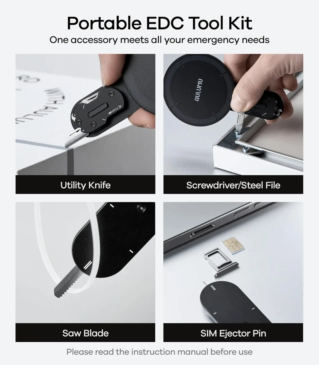 Aulumu G05 Pro MagSafe Ring met Standaard en Multitool Zilver afbeelding 2