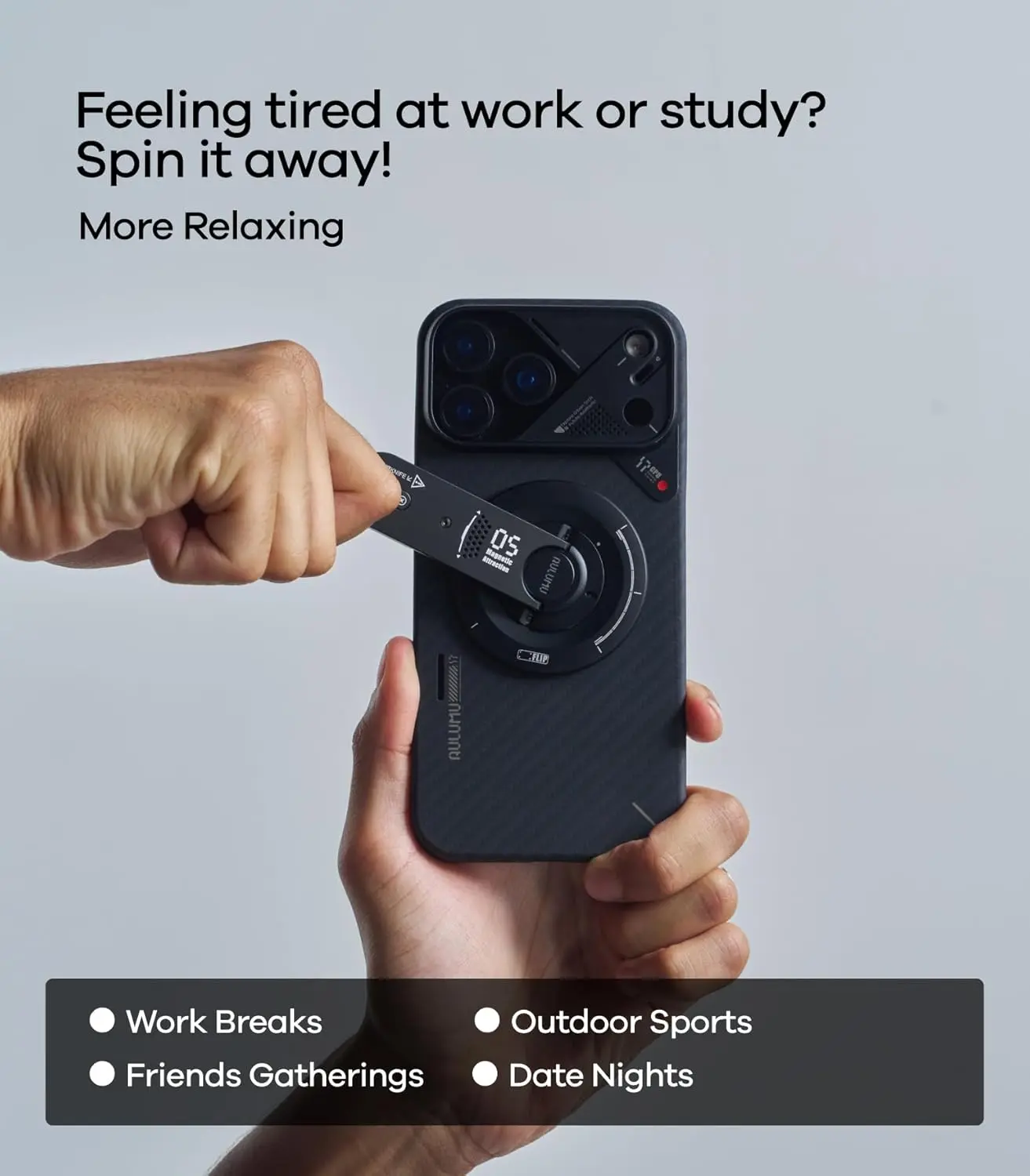 Aulumu G05 Air MagSafe Ring met Standaard en Stanleymes Zilver afbeelding 6