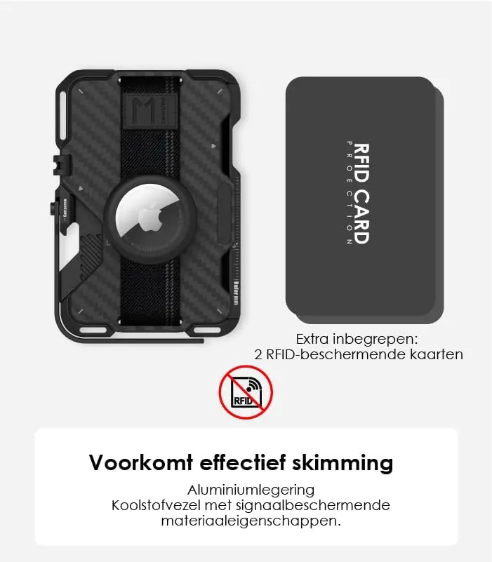AULUMU G03 MagSafe Wallet met AirTag houder en Standaard Carbon Fiber Zwart afbeelding 8