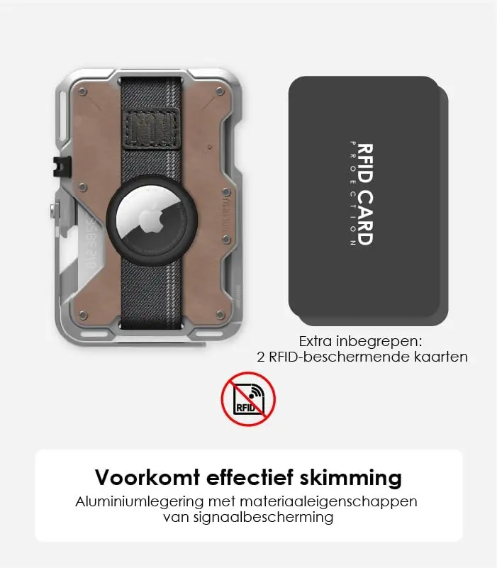 AULUMU G03 MagSafe Wallet met AirTag houder en Standaard Leer Bruin afbeelding 8
