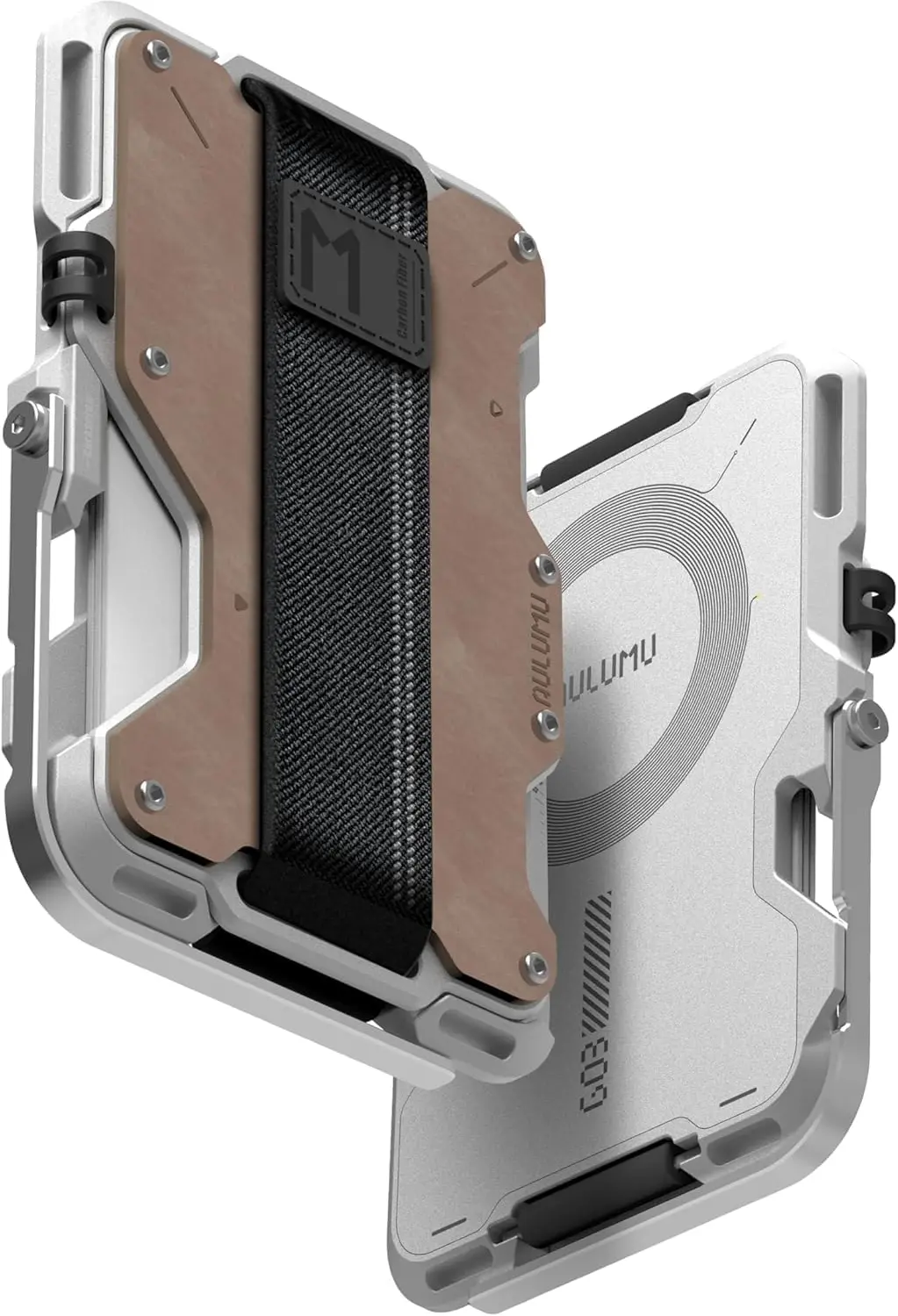 AULUMU G03 MagSafe Wallet met AirTag houder en Standaard Leer Bruin afbeelding 1