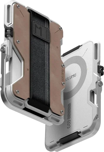 AULUMU G03 MagSafe Wallet met AirTag houder en Standaard Leer Bruin afbeelding 1