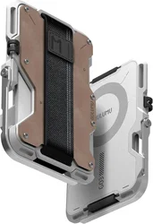 AULUMU G03 MagSafe Wallet met AirTag houder en Standaard Leer Bruin afbeelding