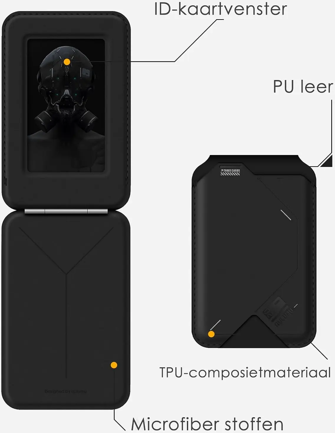AULUMU G02 MagSafe Kaarthouder met Verstelbare Telefoonstandaard Zwart afbeelding 4