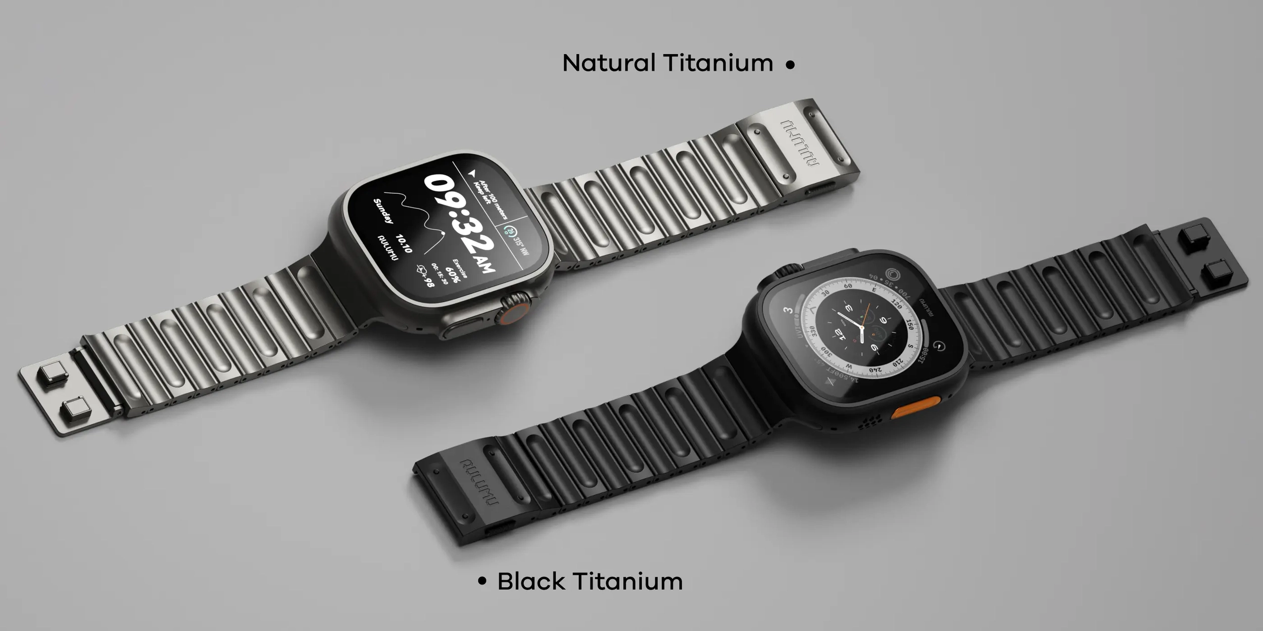 AULUMU Magnetisch Apple Watch 42/44/45/46/49mm Bandje Titanium Zwart afbeelding 5
