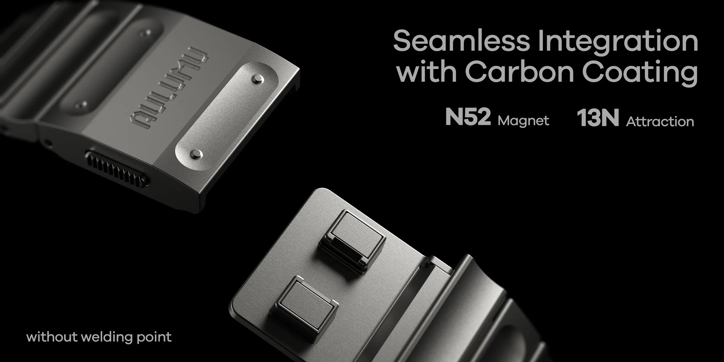 AULUMU Magnetisch Apple Watch 42/44/45/46/49mm Bandje Titanium Zwart afbeelding 7
