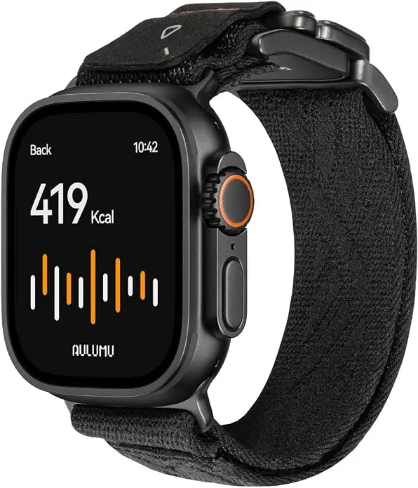 AULUMU Magnetisch Apple Watch Bandje 49/46/45/44/42MM Structuur Zwart afbeelding 1