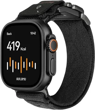 AULUMU Magnetisch Apple Watch Bandje 49/46/45/44/42MM Structuur Zwart