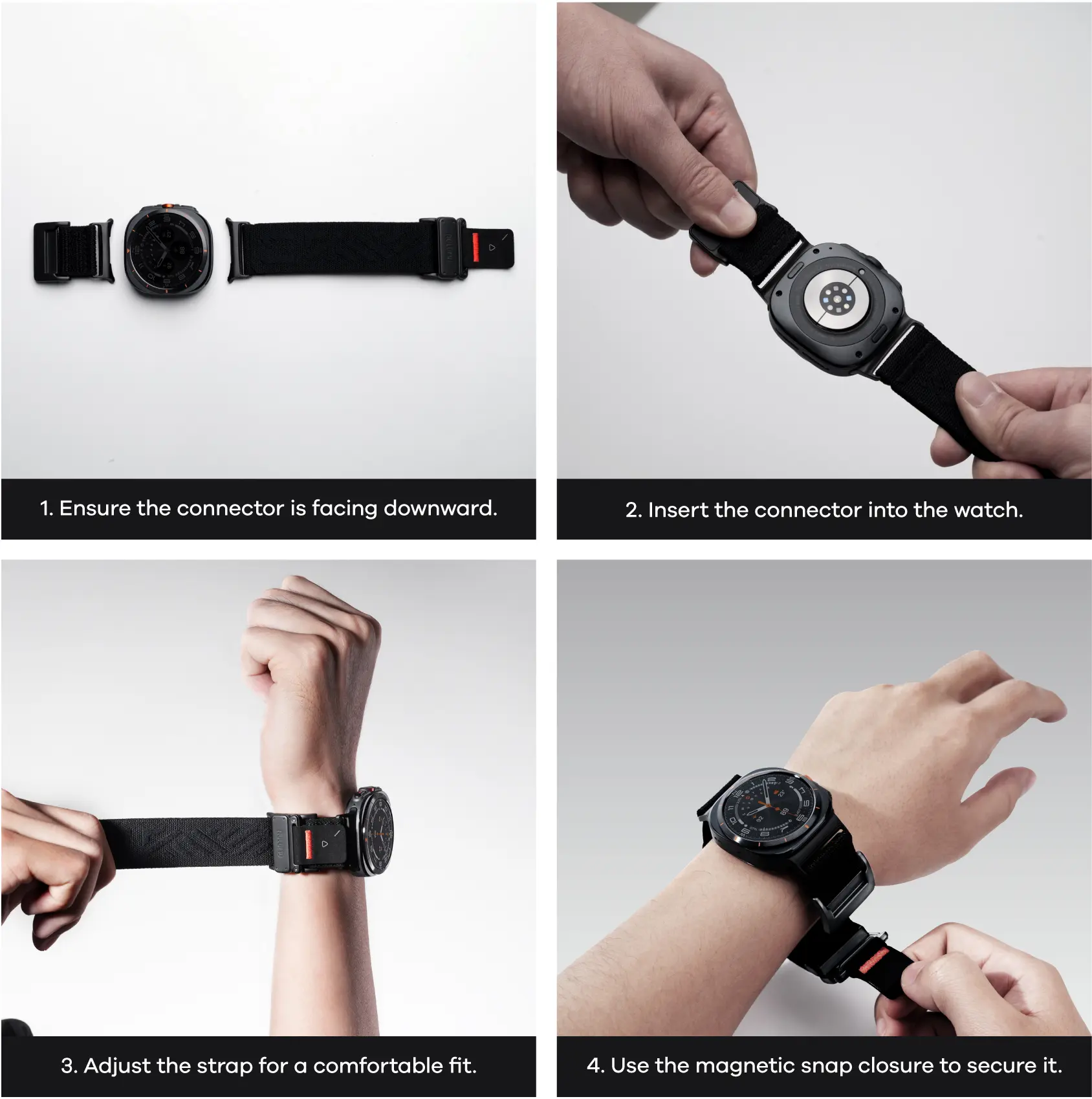 AULUMU Samsung Galaxy Watch Ultra 2 / 1 Bandje Magnetisch Zwart afbeelding 5