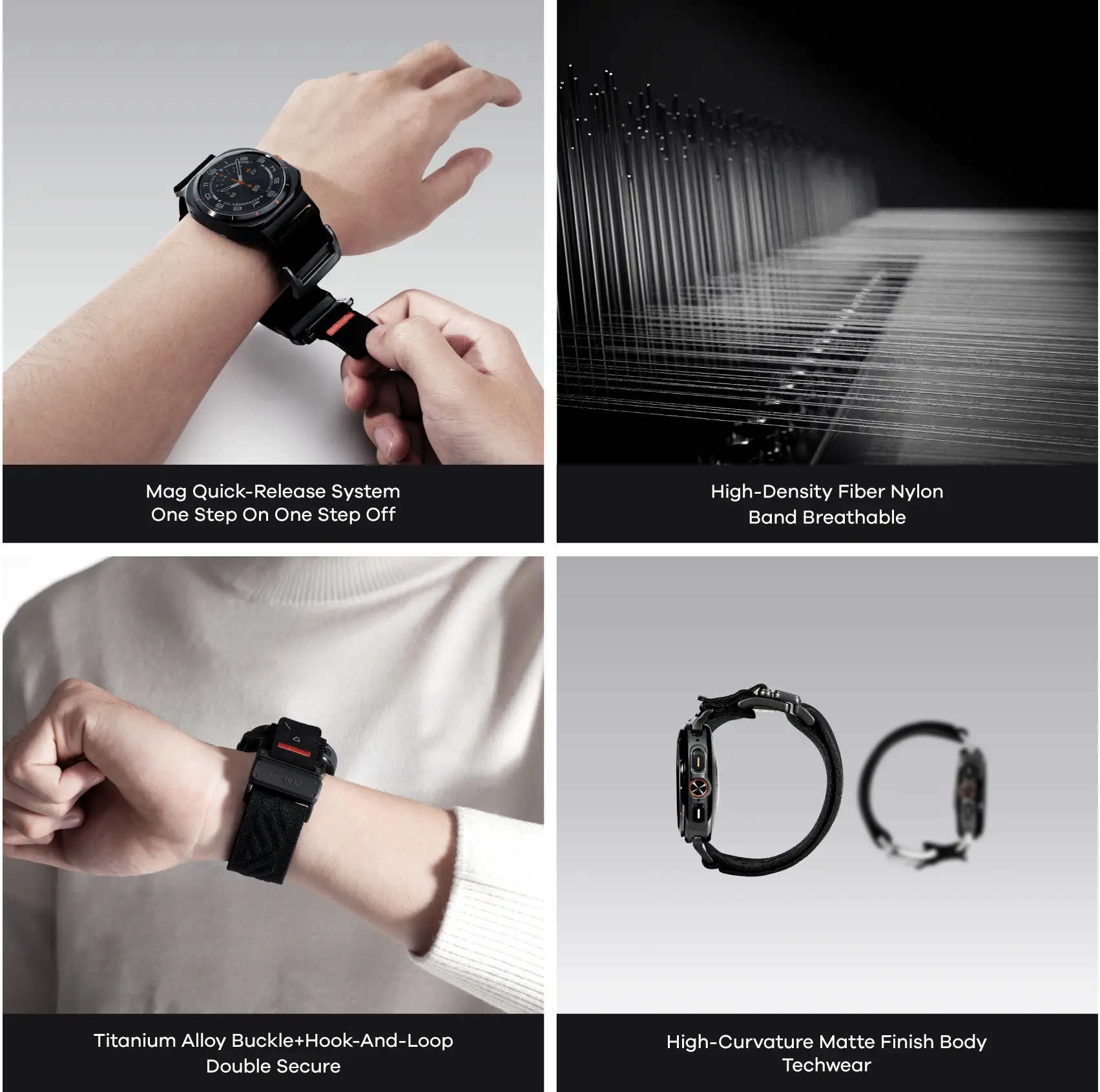 AULUMU Samsung Galaxy Watch Ultra 2 / 1 Bandje Magnetisch Zwart afbeelding 8