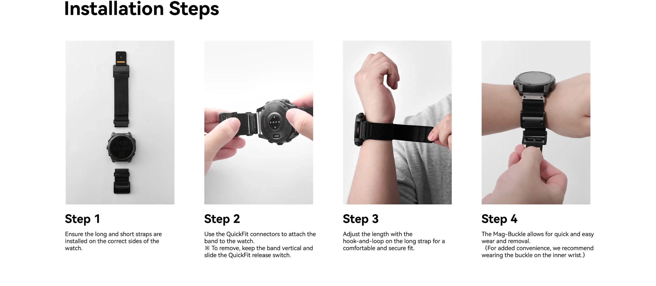 AULUMU Garmin QuickFit 26mm Bandje Magnetische Sluiting Zwart afbeelding 4