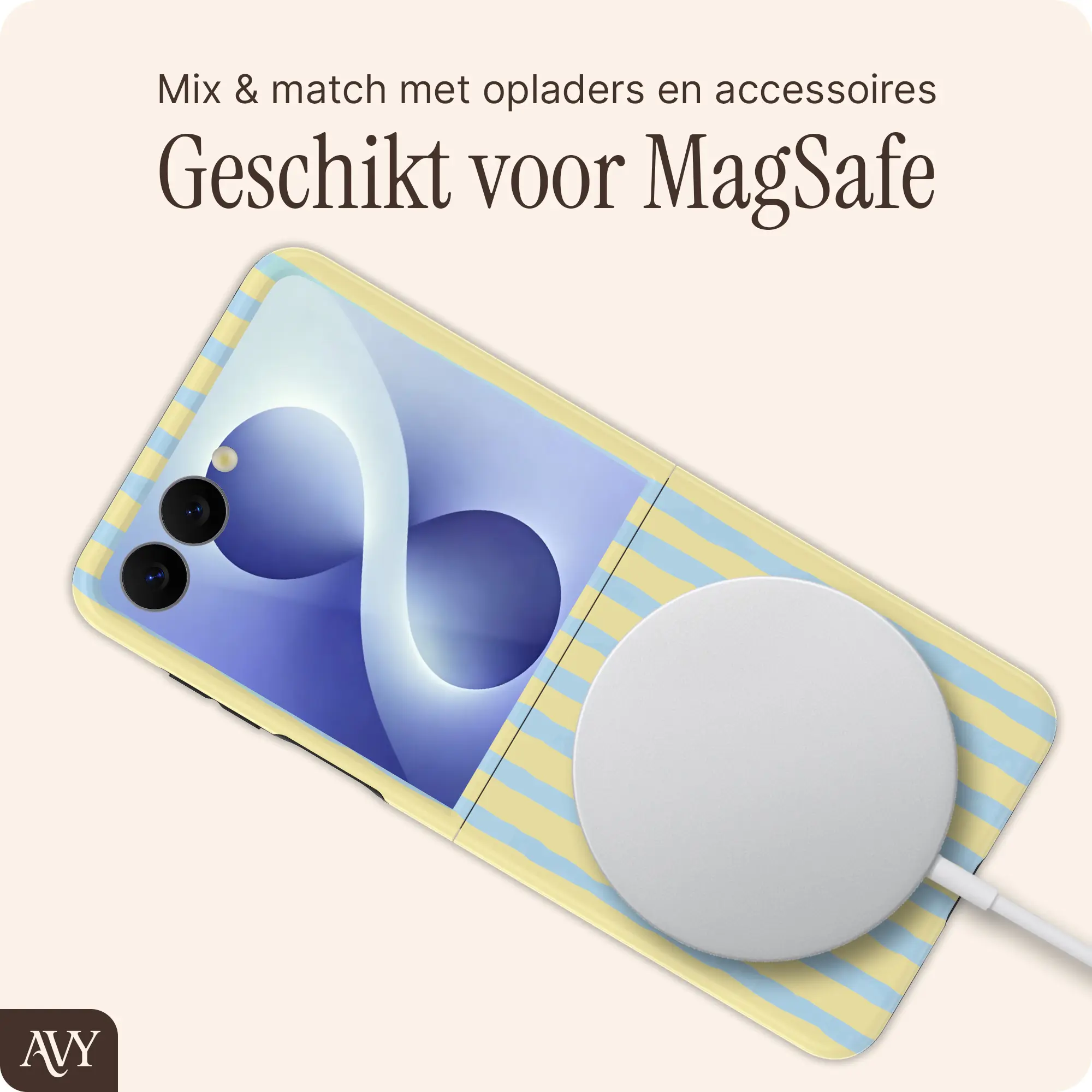 AVY Samsung Galaxy Z Flip 8 Hoesje MagSafe Back Cover Lemon Sky afbeelding 6