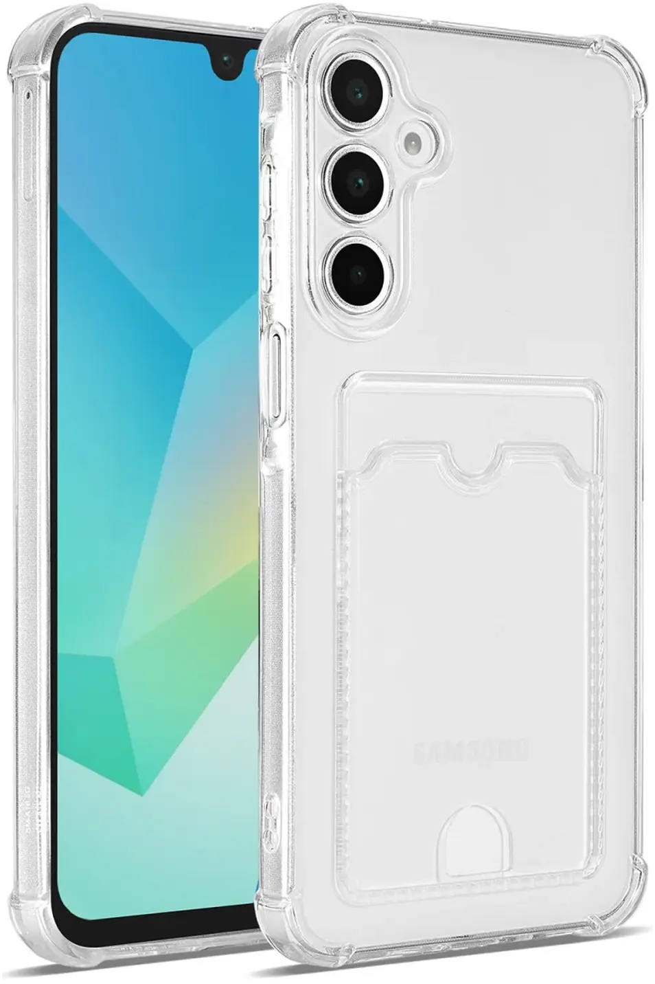 Samsung Galaxy A18 Hoesje Dun TPU met Pasjeshouder Back Cover Transparant afbeelding 1