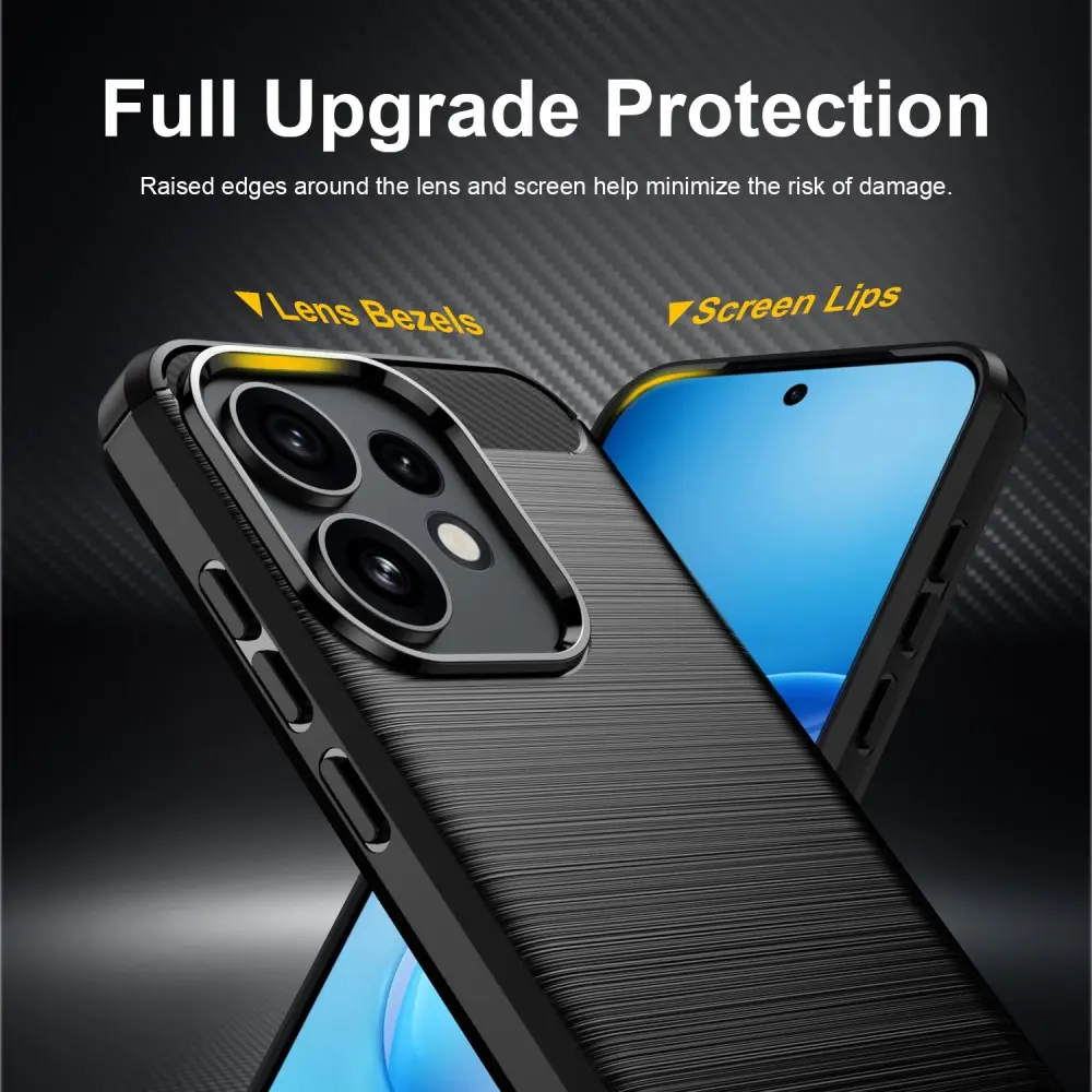 Oppo Reno 16 / 16 Pro Hoesje Geborsteld TPU Flexibele Back Cover Zwart afbeelding 4