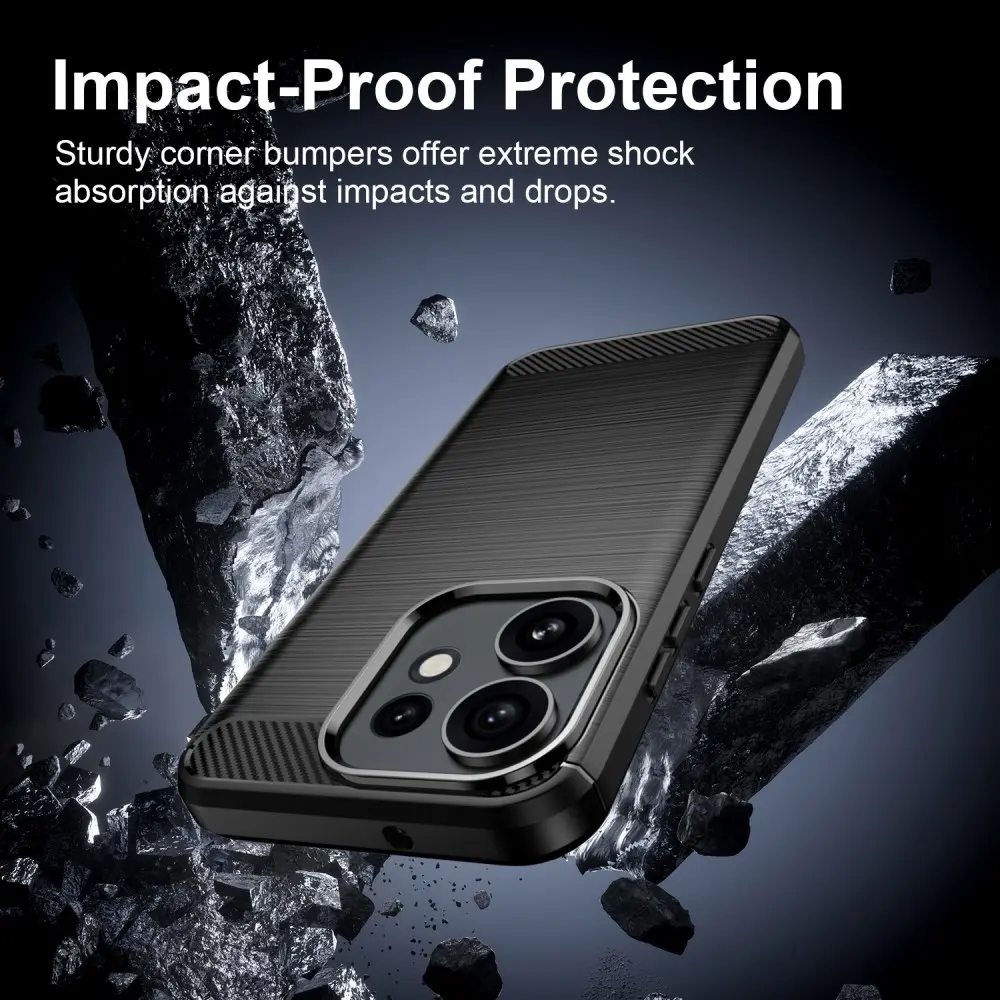Oppo Reno 16 / 16 Pro Hoesje Geborsteld TPU Flexibele Back Cover Zwart afbeelding 2