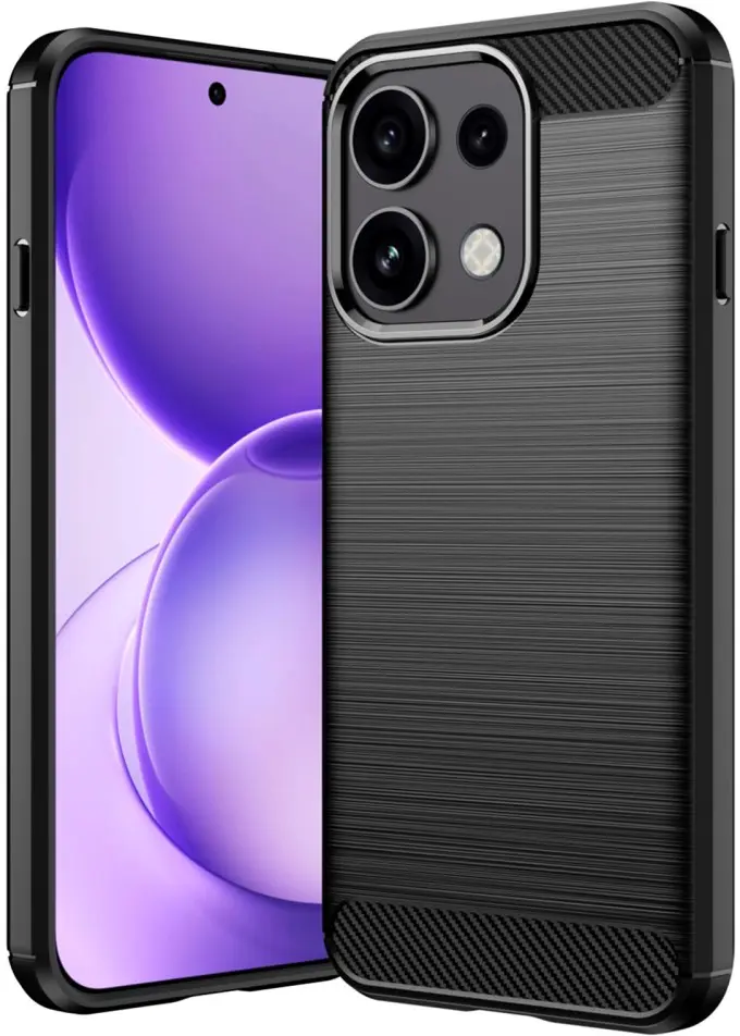 Oppo Reno 16 F Hoesje Geborsteld TPU Flexibele Back Cover Zwart afbeelding 1